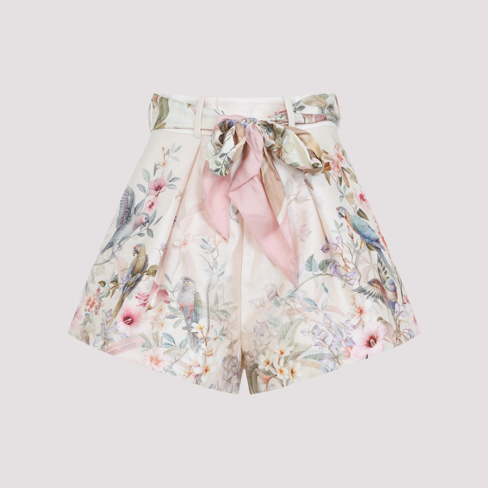 zimmermann rebellion tuck short pink & purple silk cotton - women