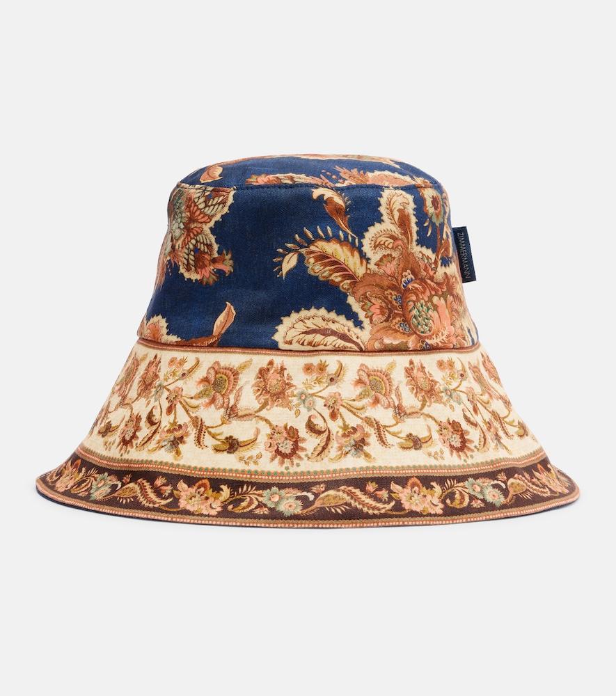 zimmermann reversible printed linen bucket hat