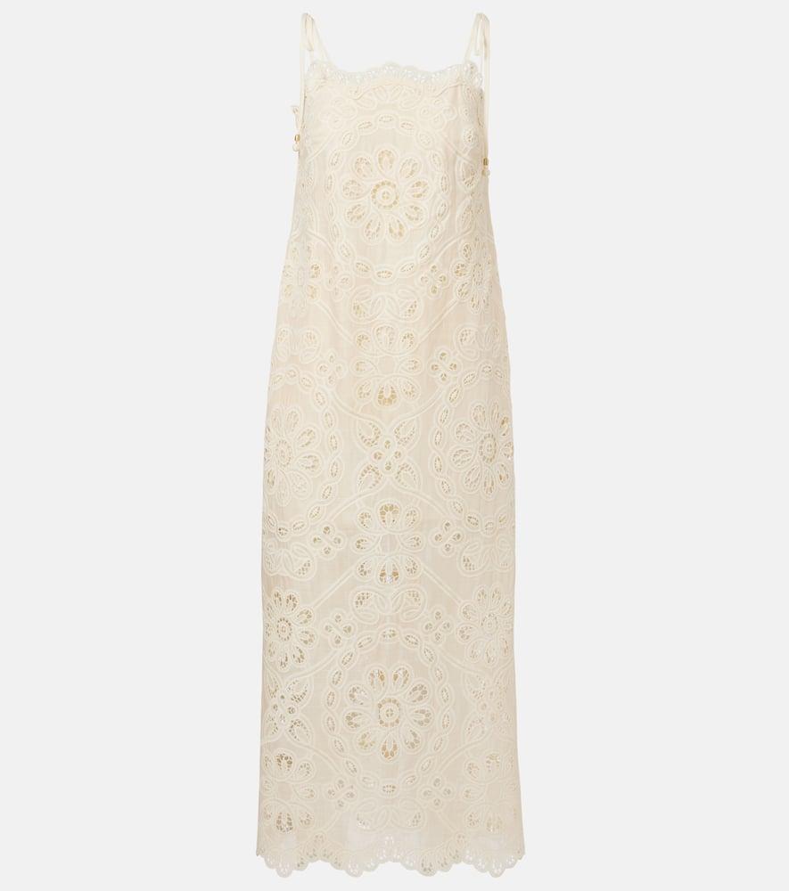 zimmermann rhiannon embroidered cotton midi dress