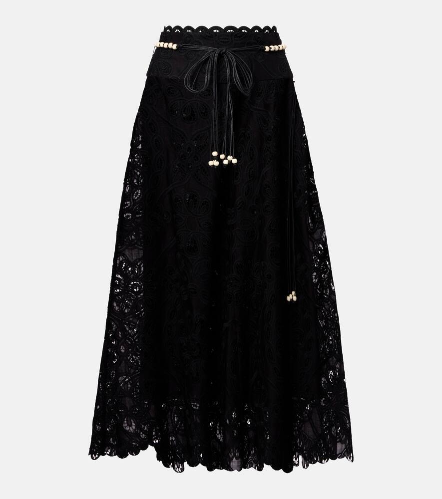 zimmermann rhiannon embroidered cotton midi skirt