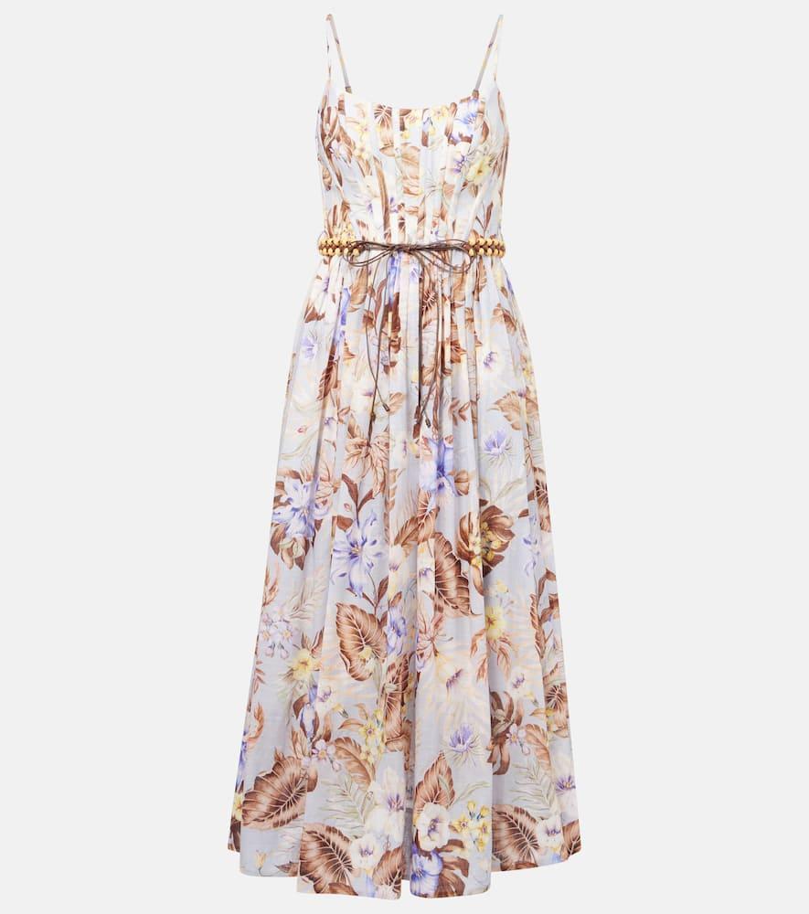 zimmermann rhiannon floral cotton bustier dress