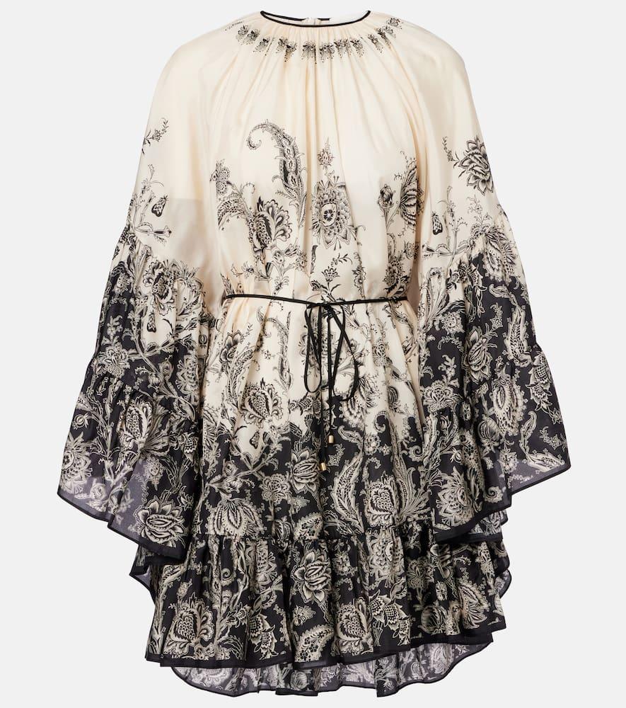zimmermann rhiannon floral gathered silk minidress