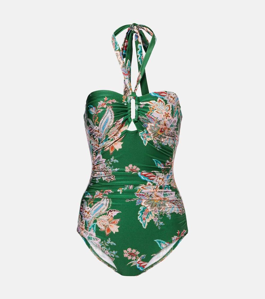 zimmermann rhiannon paisley ruched swimsuit