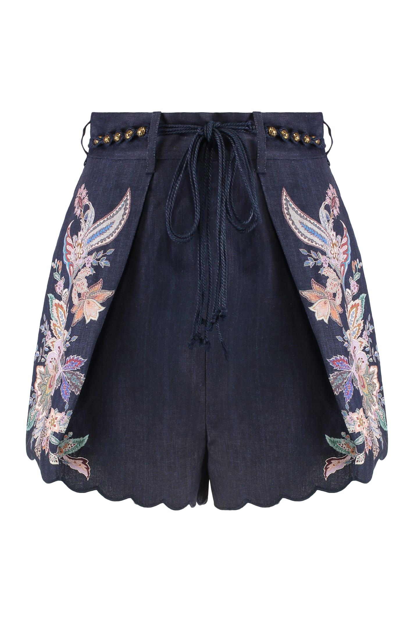 zimmermann rhiannon tuck printed linen shorts