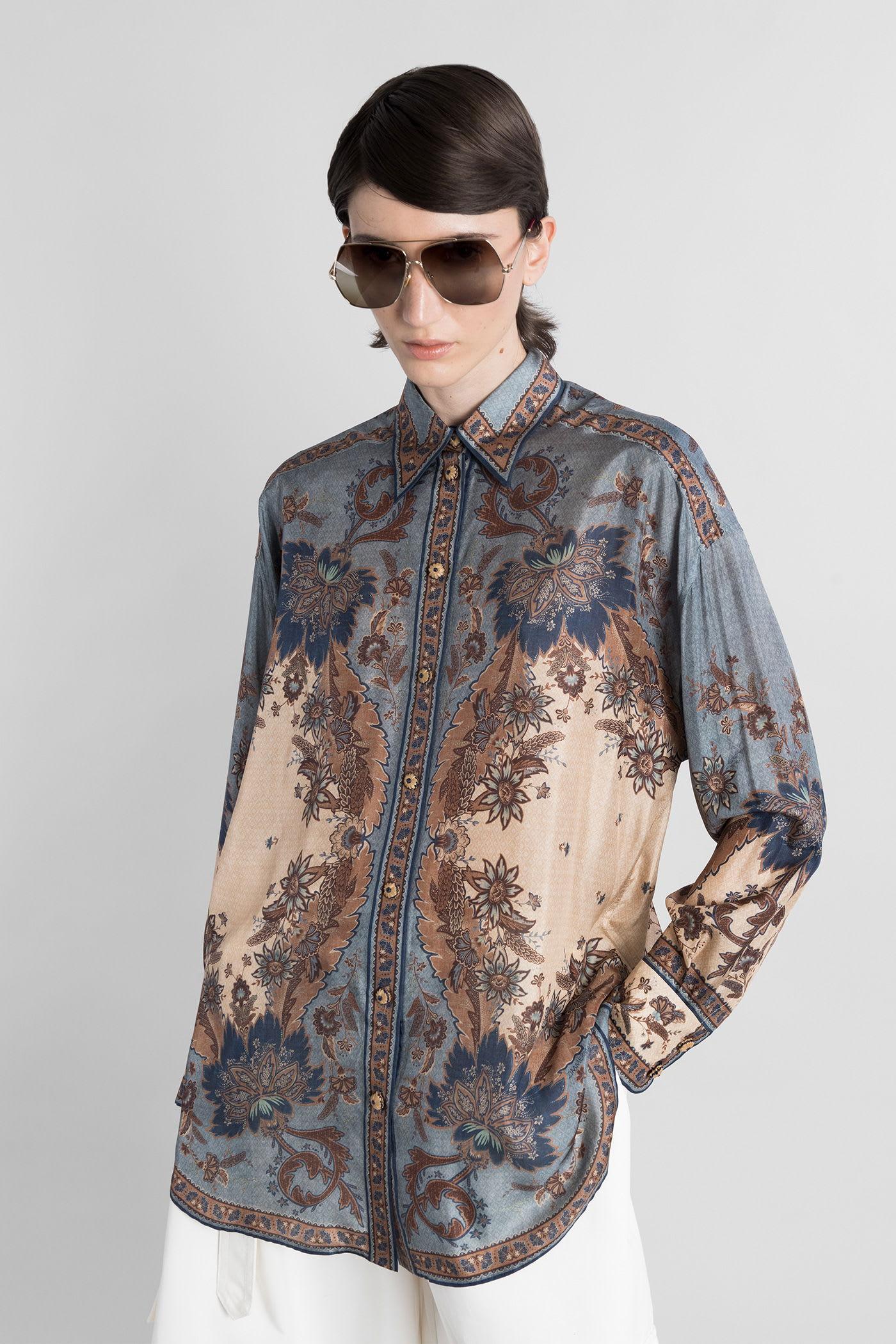 zimmermann shirt in blue silk