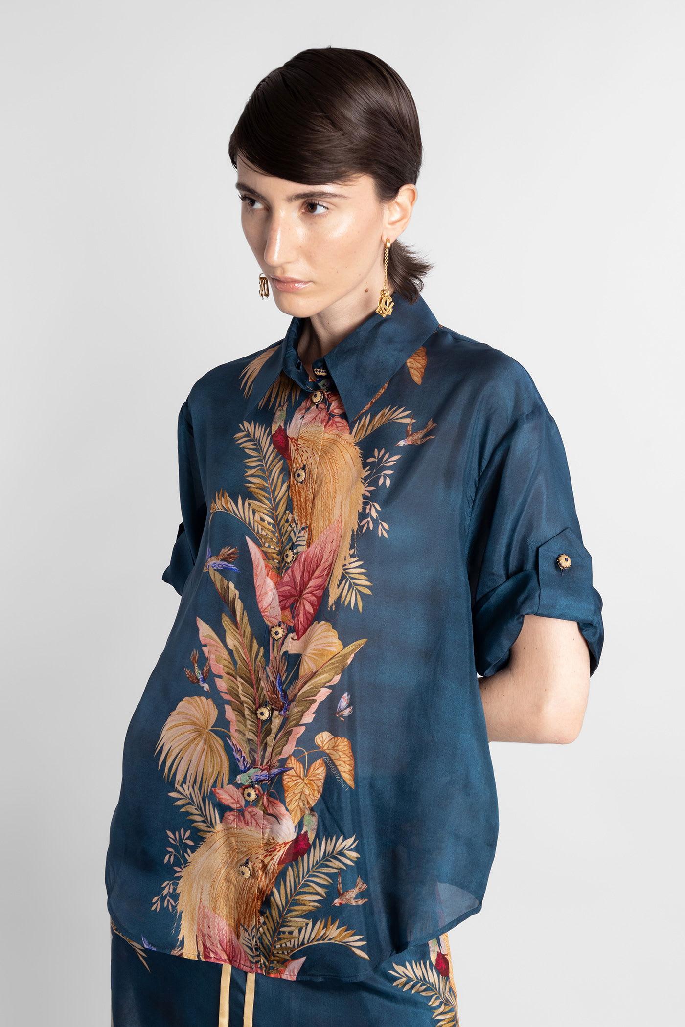 zimmermann shirt in blue silk