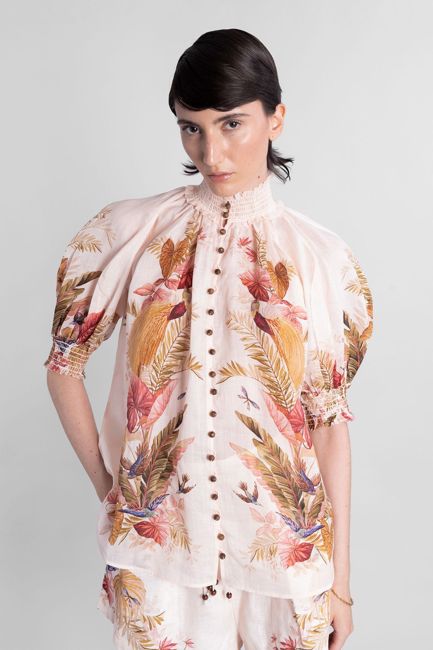 zimmermann shirt in rose-pink ramie