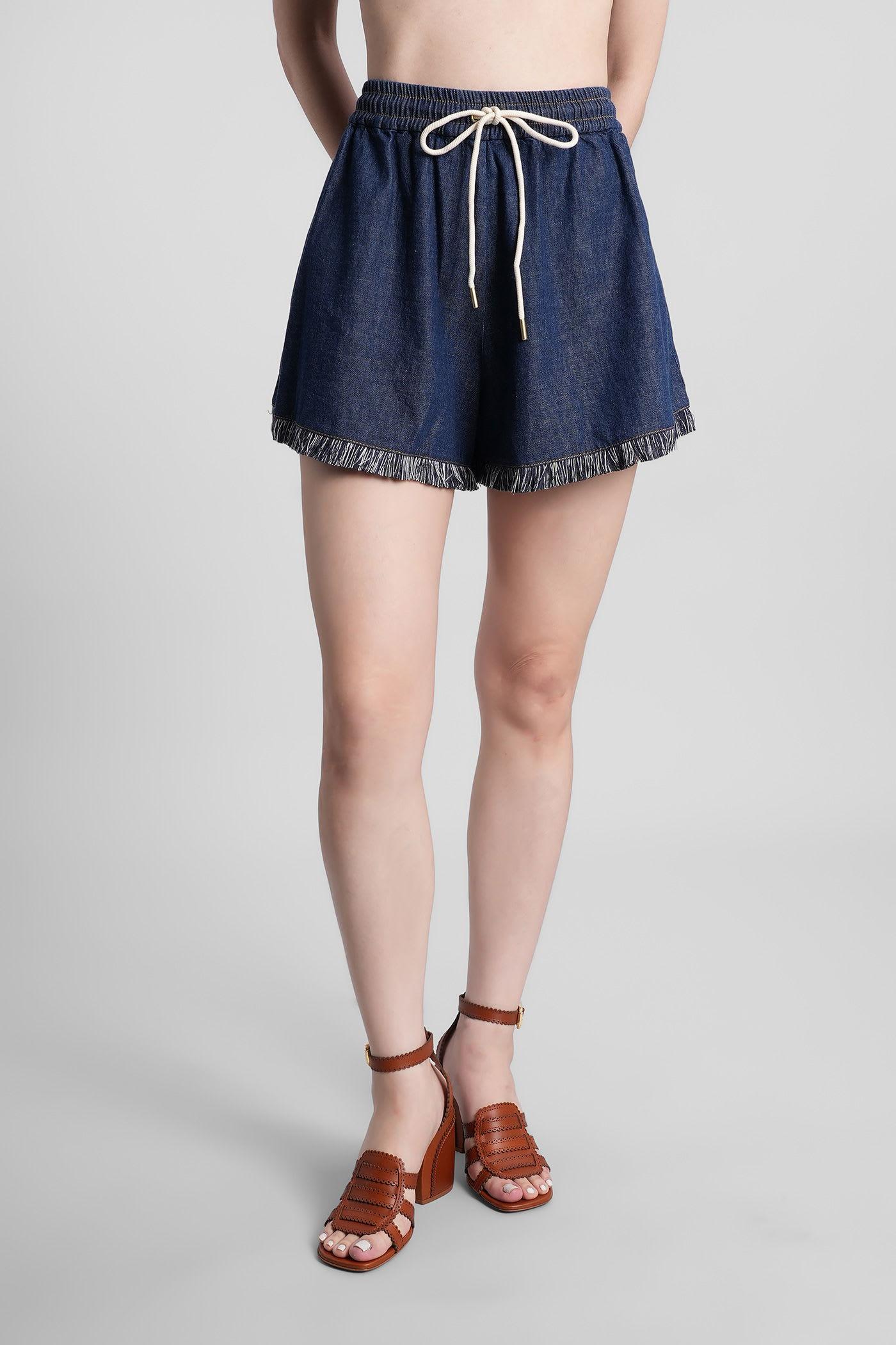 zimmermann shorts in blue cotton