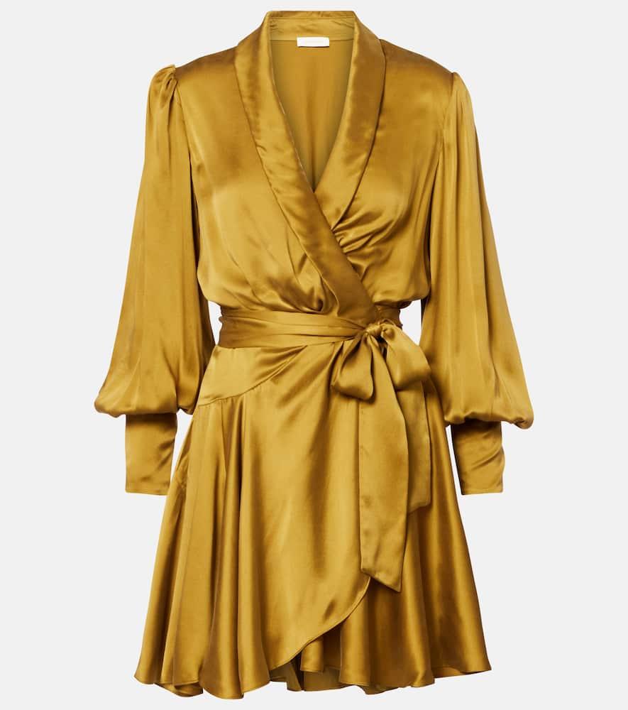 zimmermann silk satin wrap dress
