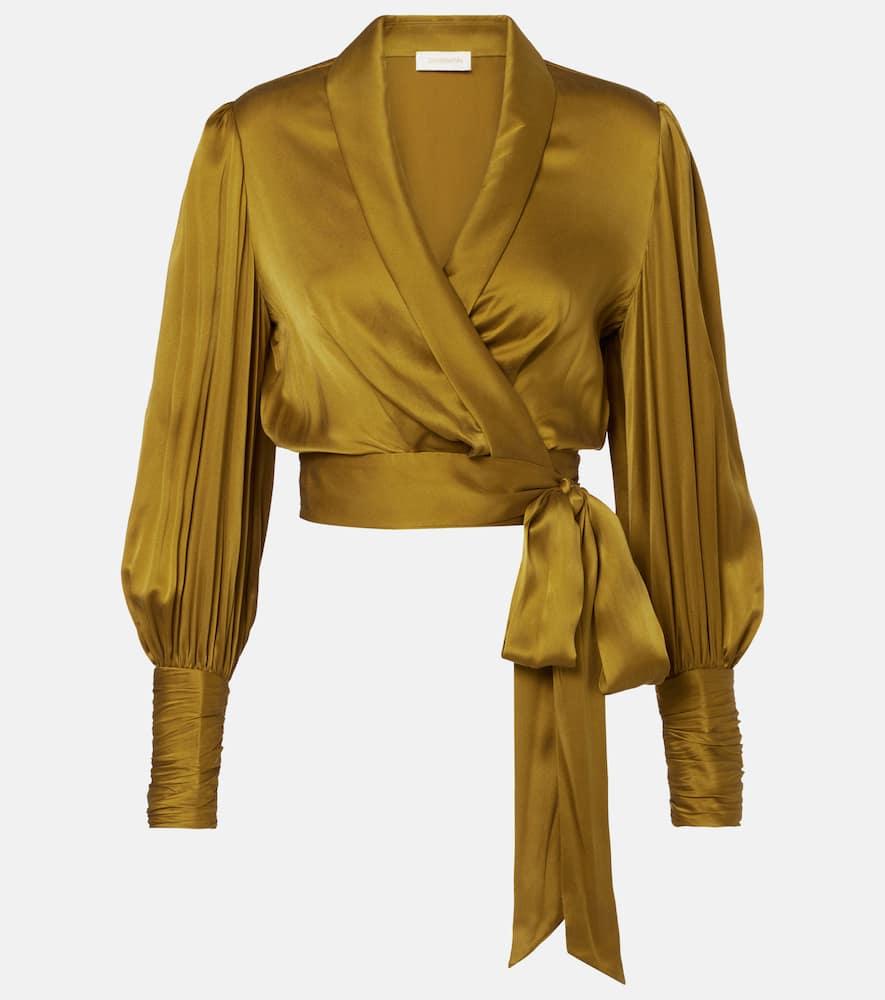 zimmermann silk satin wrap top