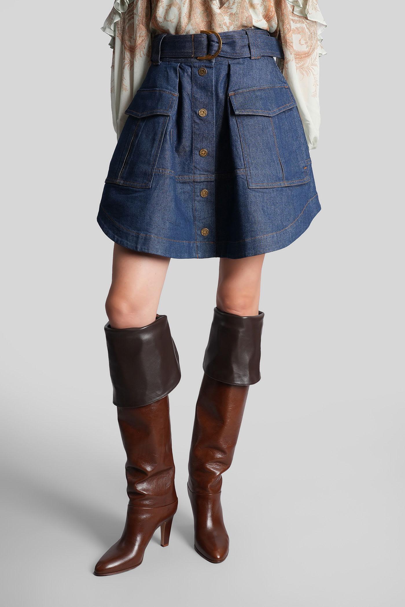 zimmermann skirt in blue denim