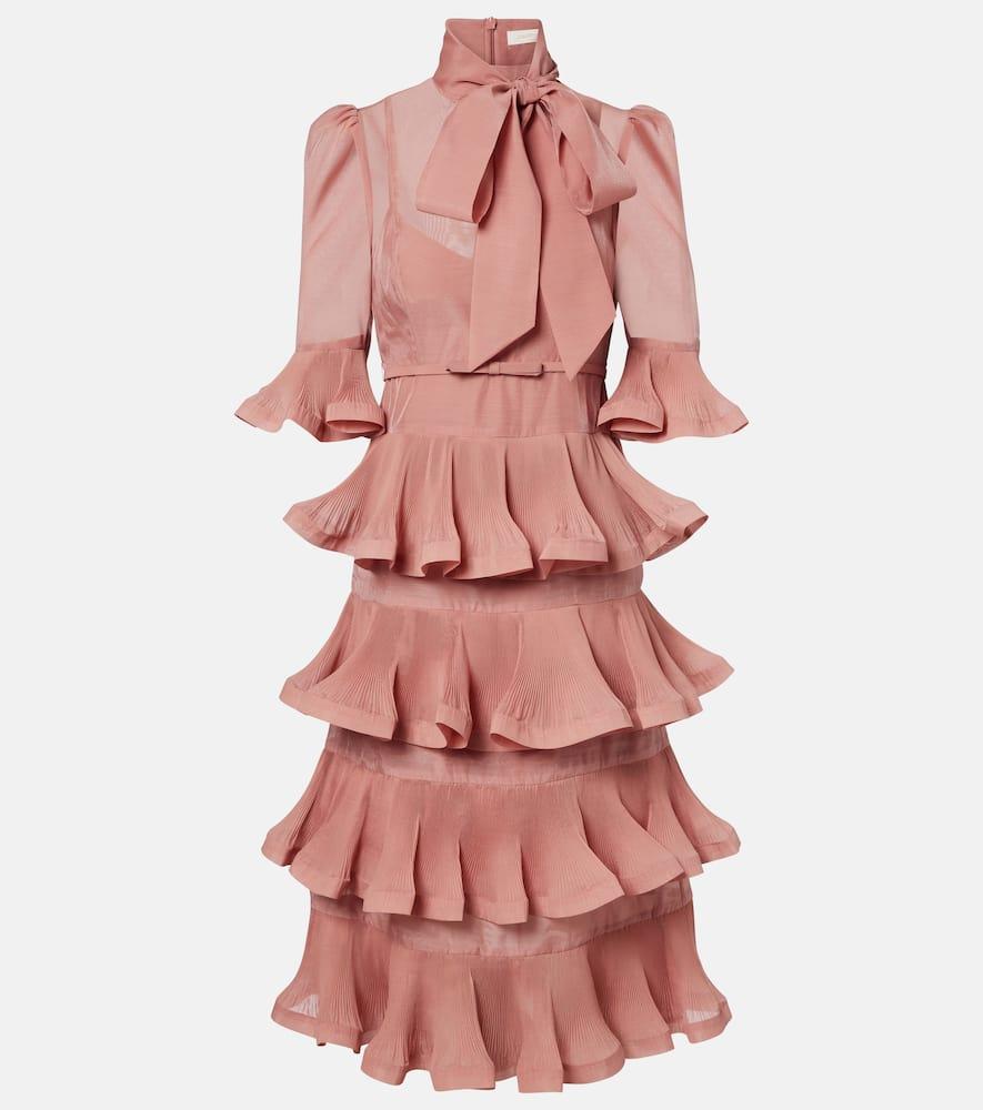 zimmermann tiered pleated midi dress