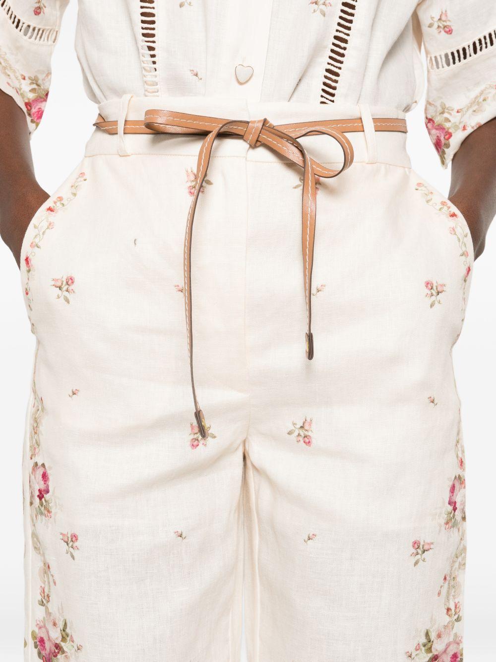zimmermann trousers beige linen - women