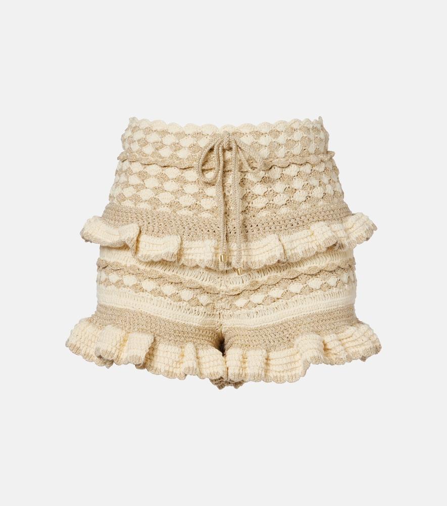 zimmermann wanderlust crochet tiered shorts