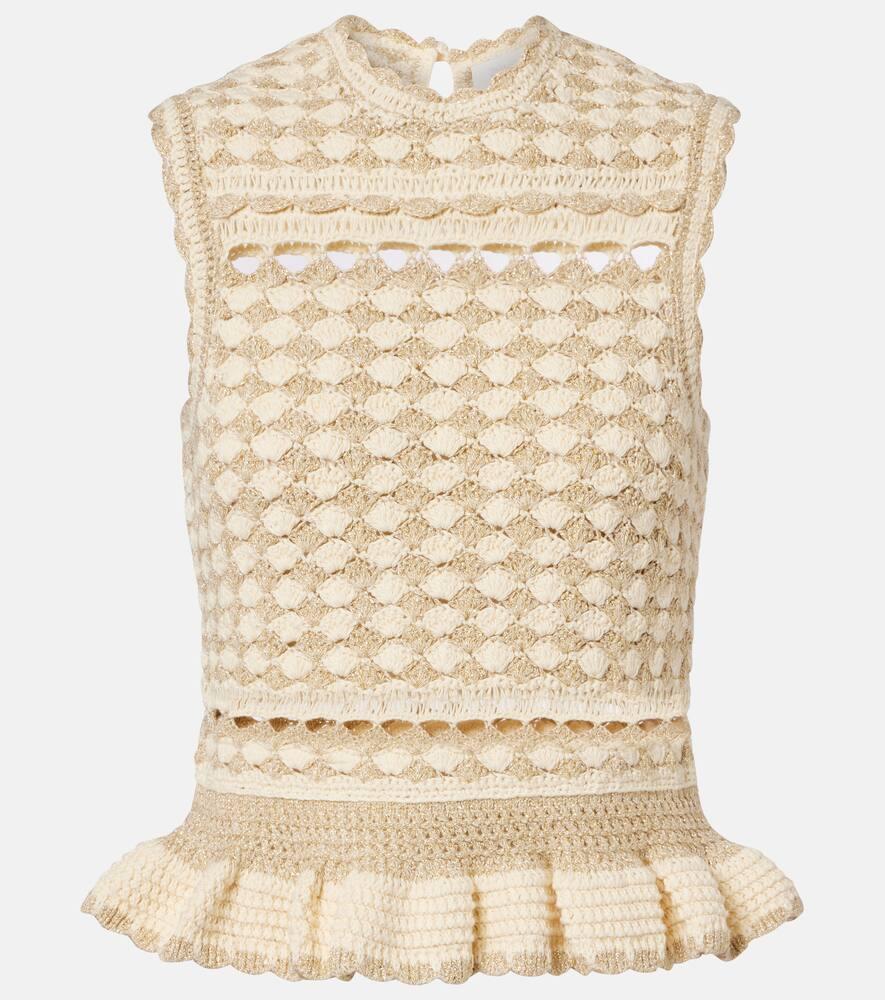 zimmermann wanderlust lamé crochet tank top
