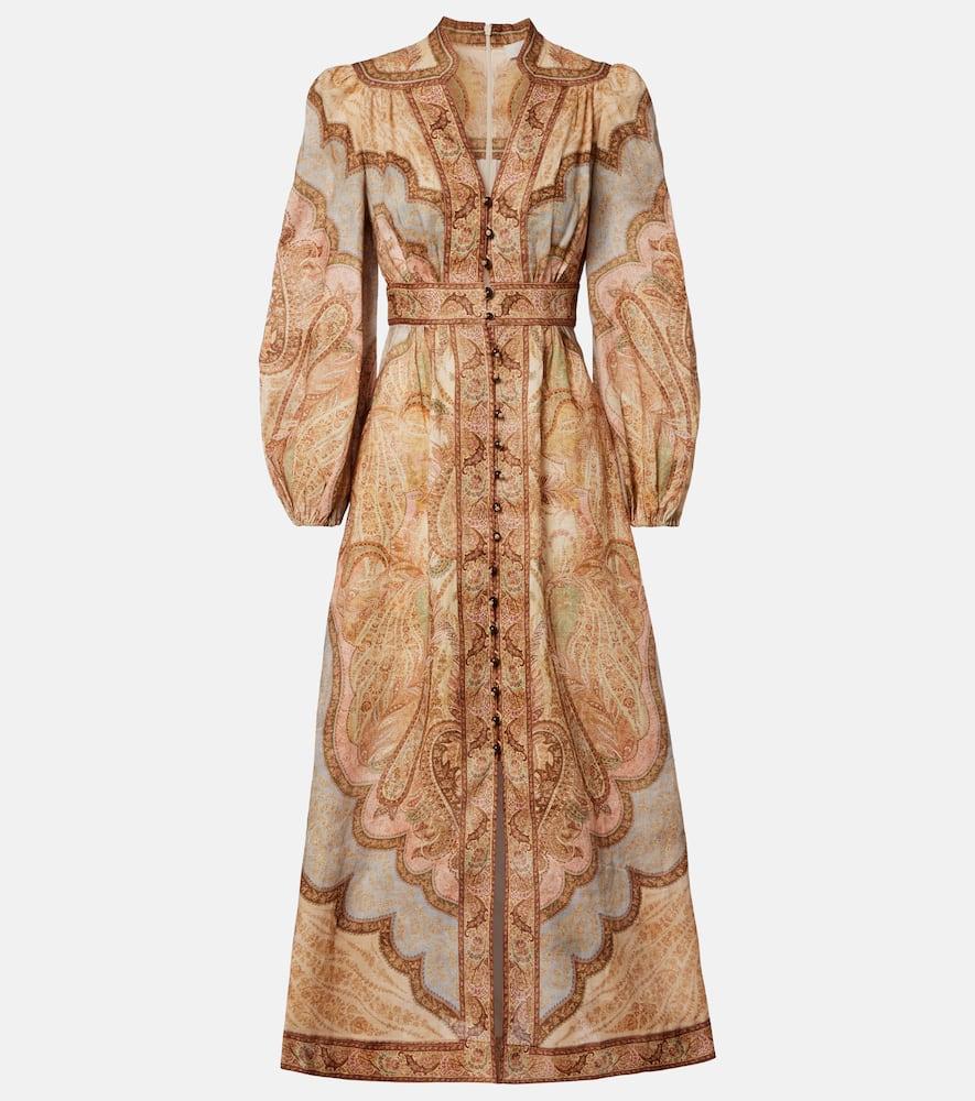 zimmermann wanderlust printed linen shirt dress