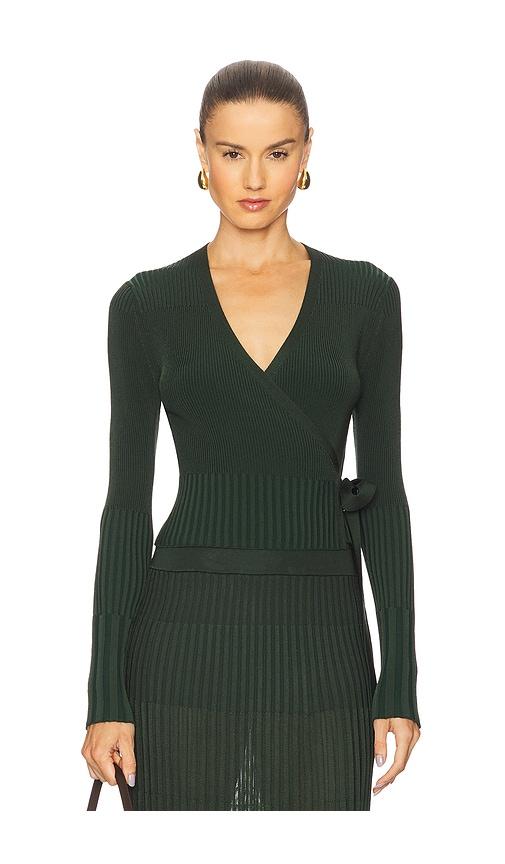 zimmermann wrap cardigan in dark green.