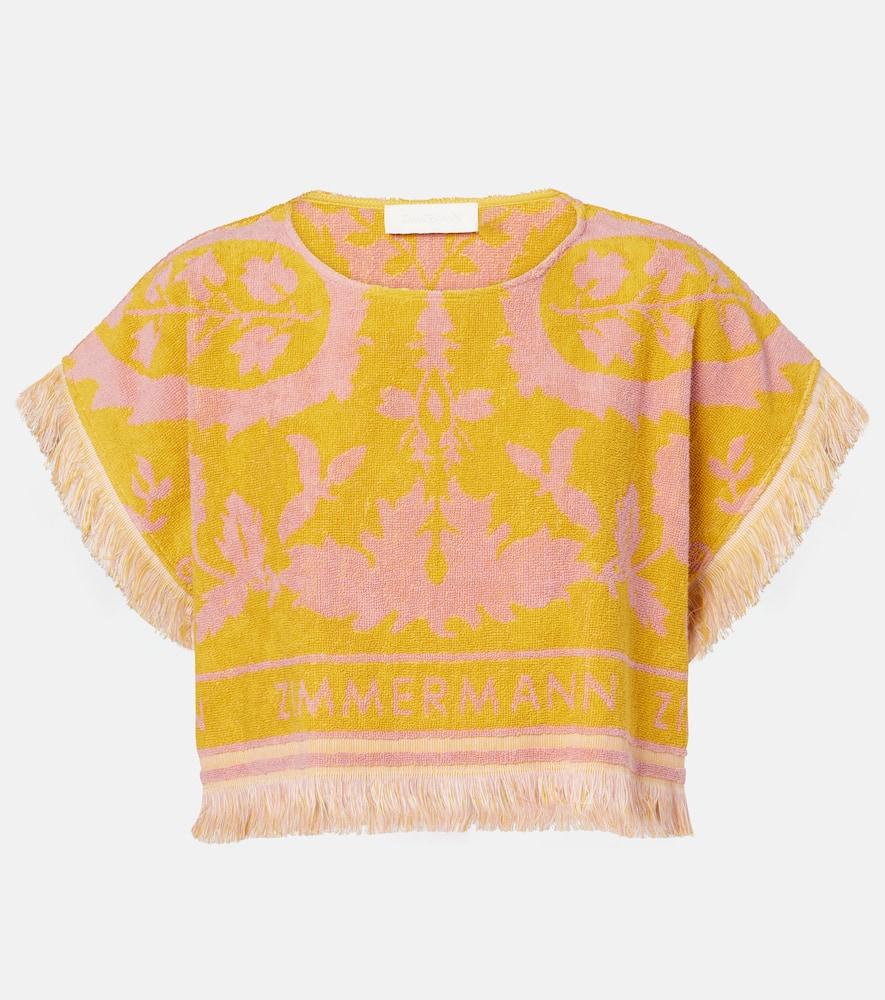 zimmermann wylie fringed cotton terry crop top