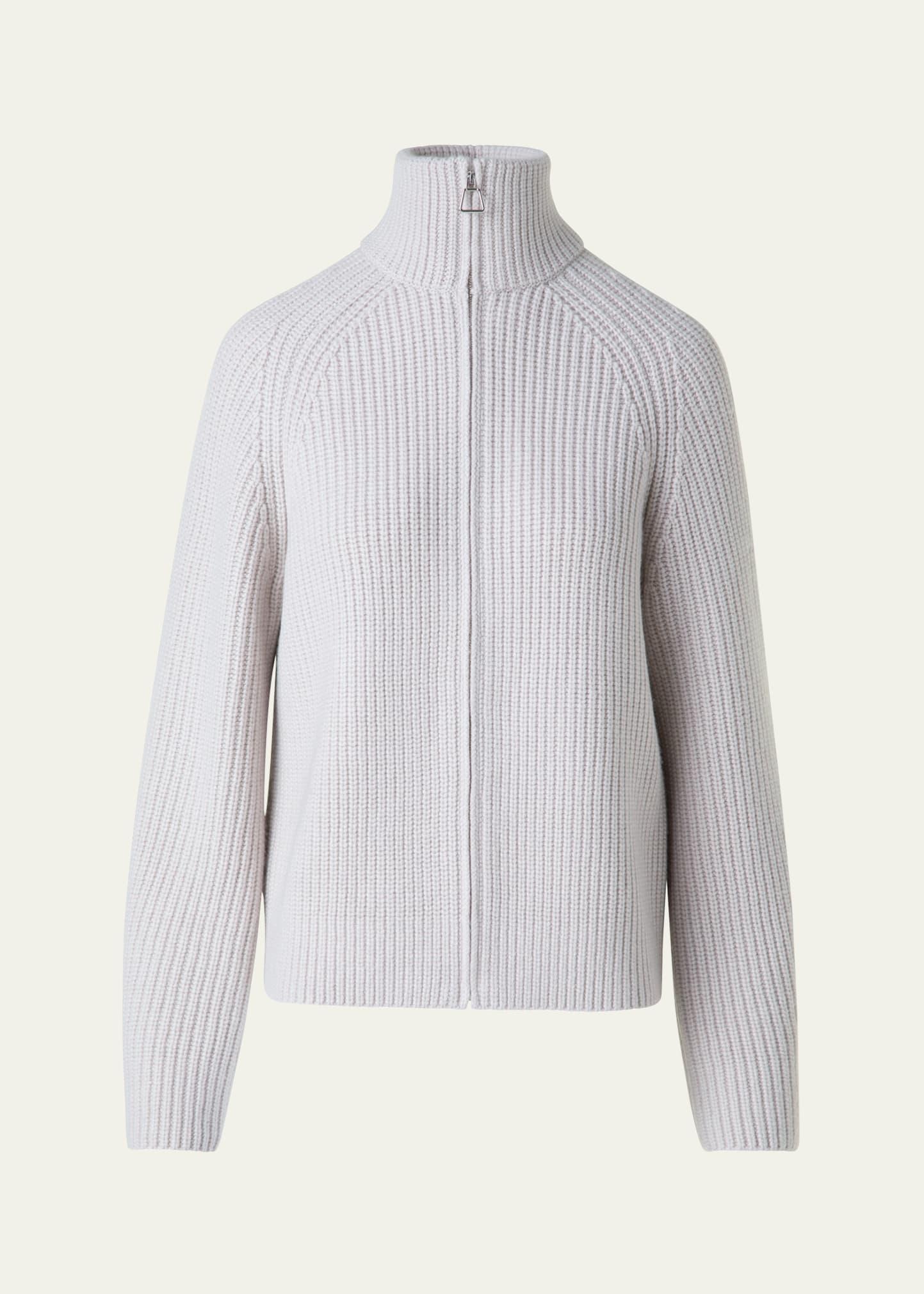 zip-front cashmere cardigan