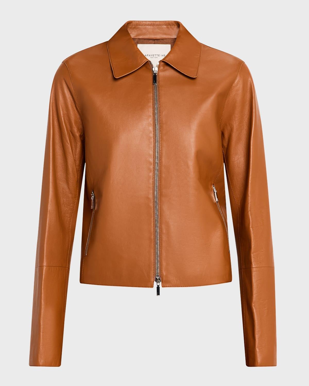 zip-front leather jacket