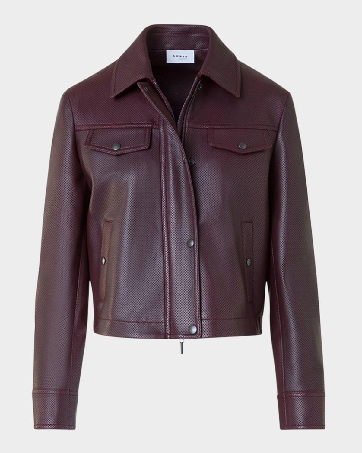 zip-front perforated leather jacket