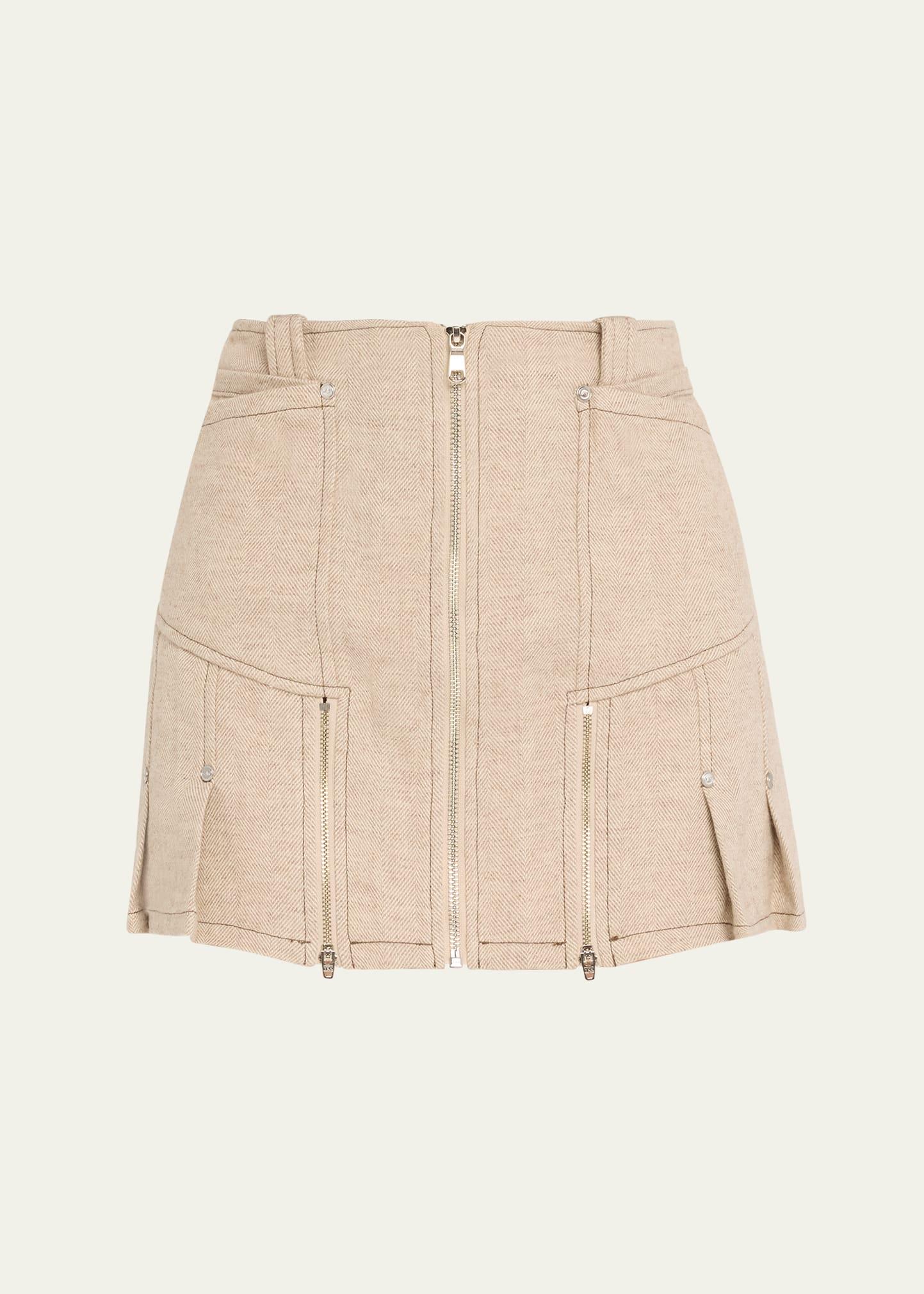 zip slit wool mini skirt