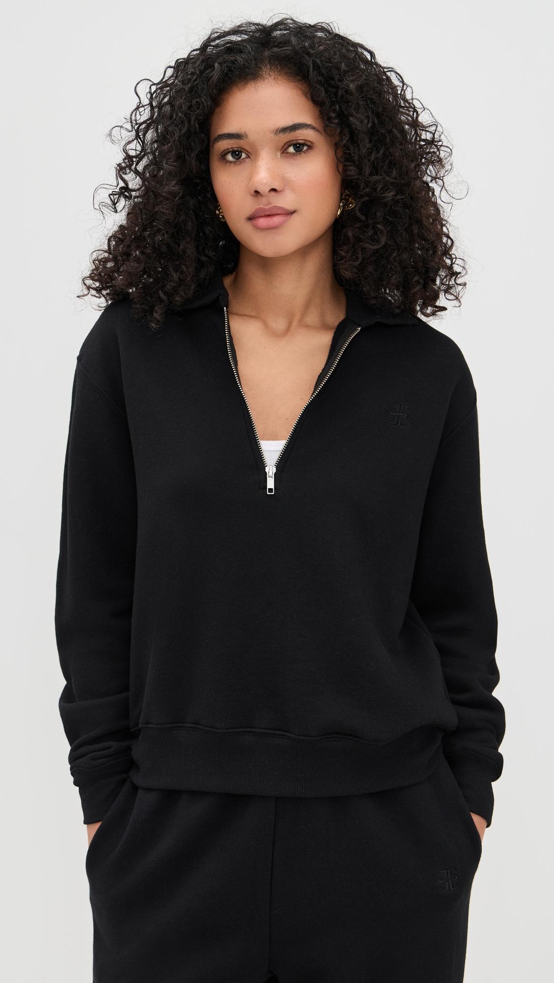 zip-up polo sweatshirt