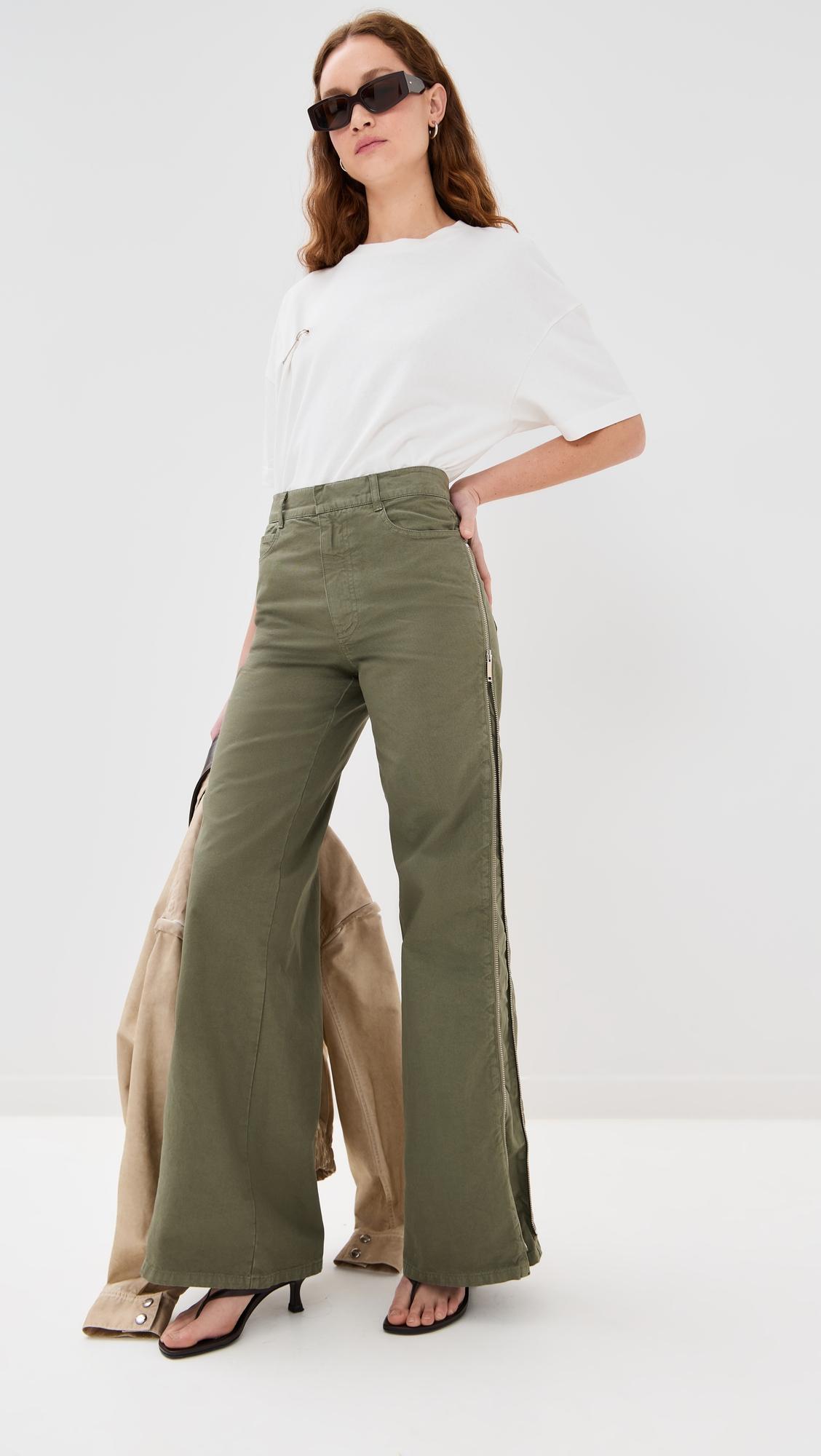 zipped wide pants