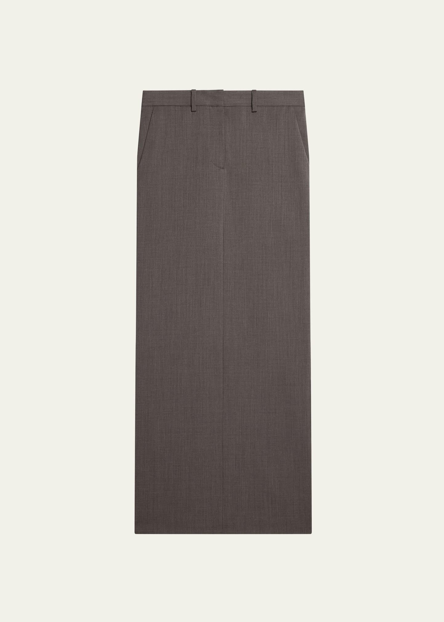 zipped wool maxi skirt