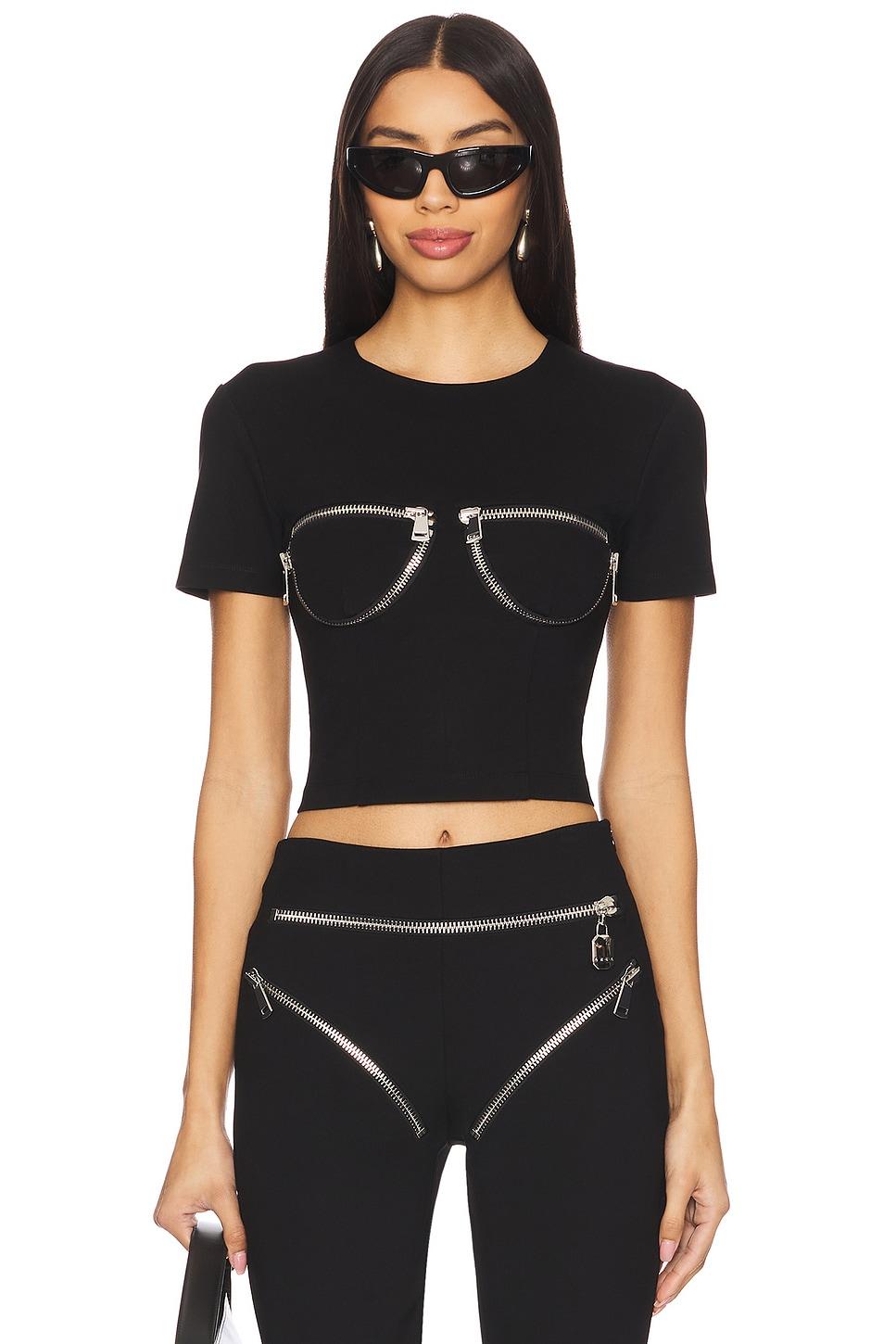 zipper bustier cup t-shirt