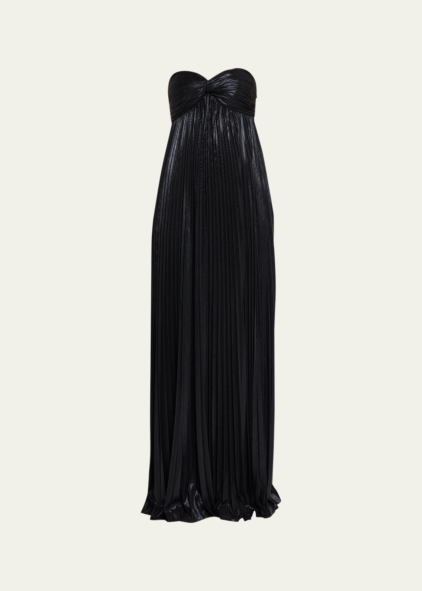 zoa strapless lamé twisted-bodice gown