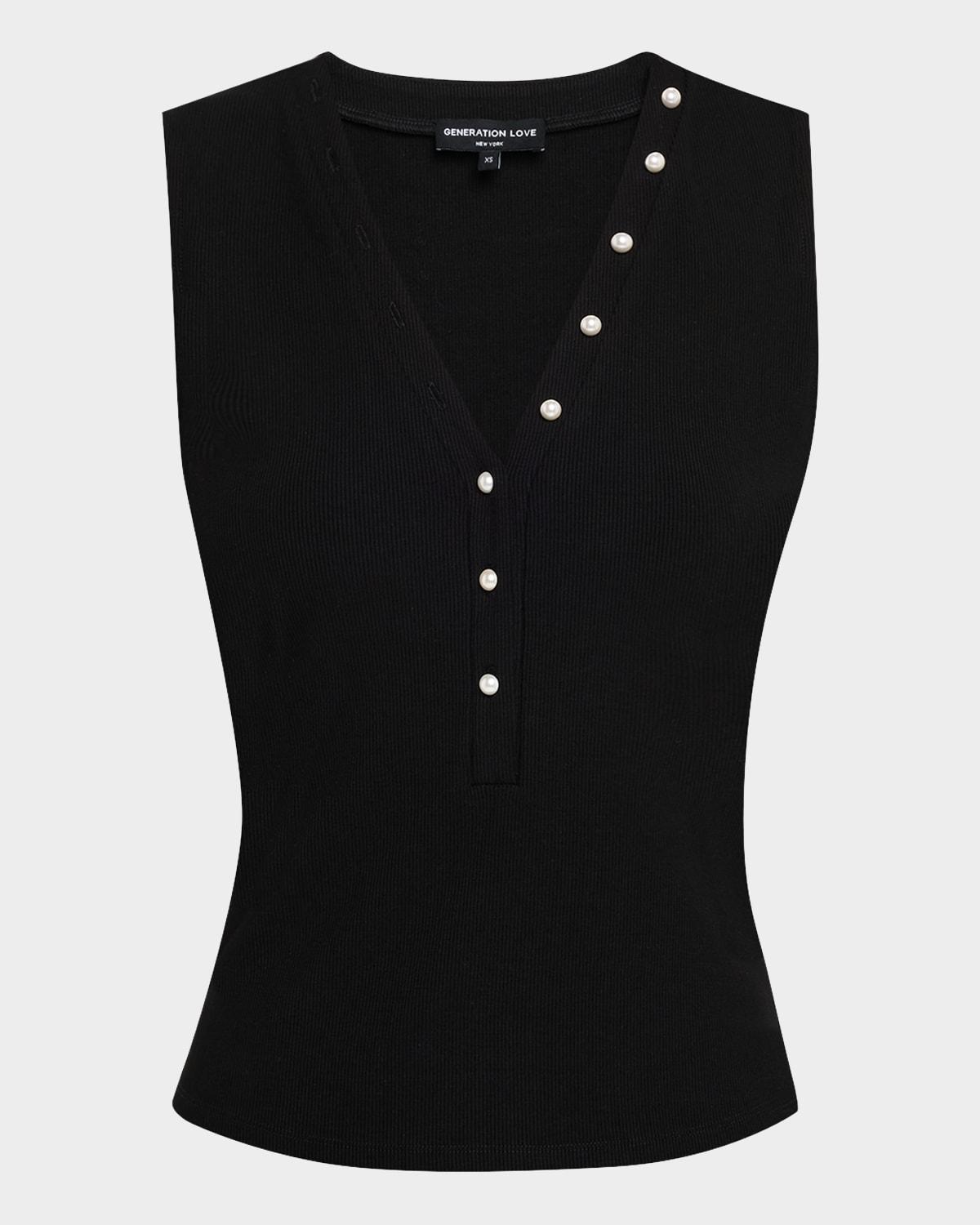 zoelle ribbed button tank top