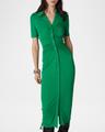 zoey ruched bodycon jersey midi shirtdress