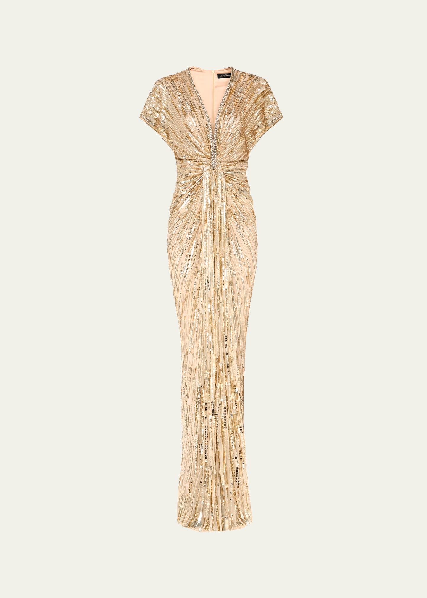 zola sequined crystal-trim tulle gown