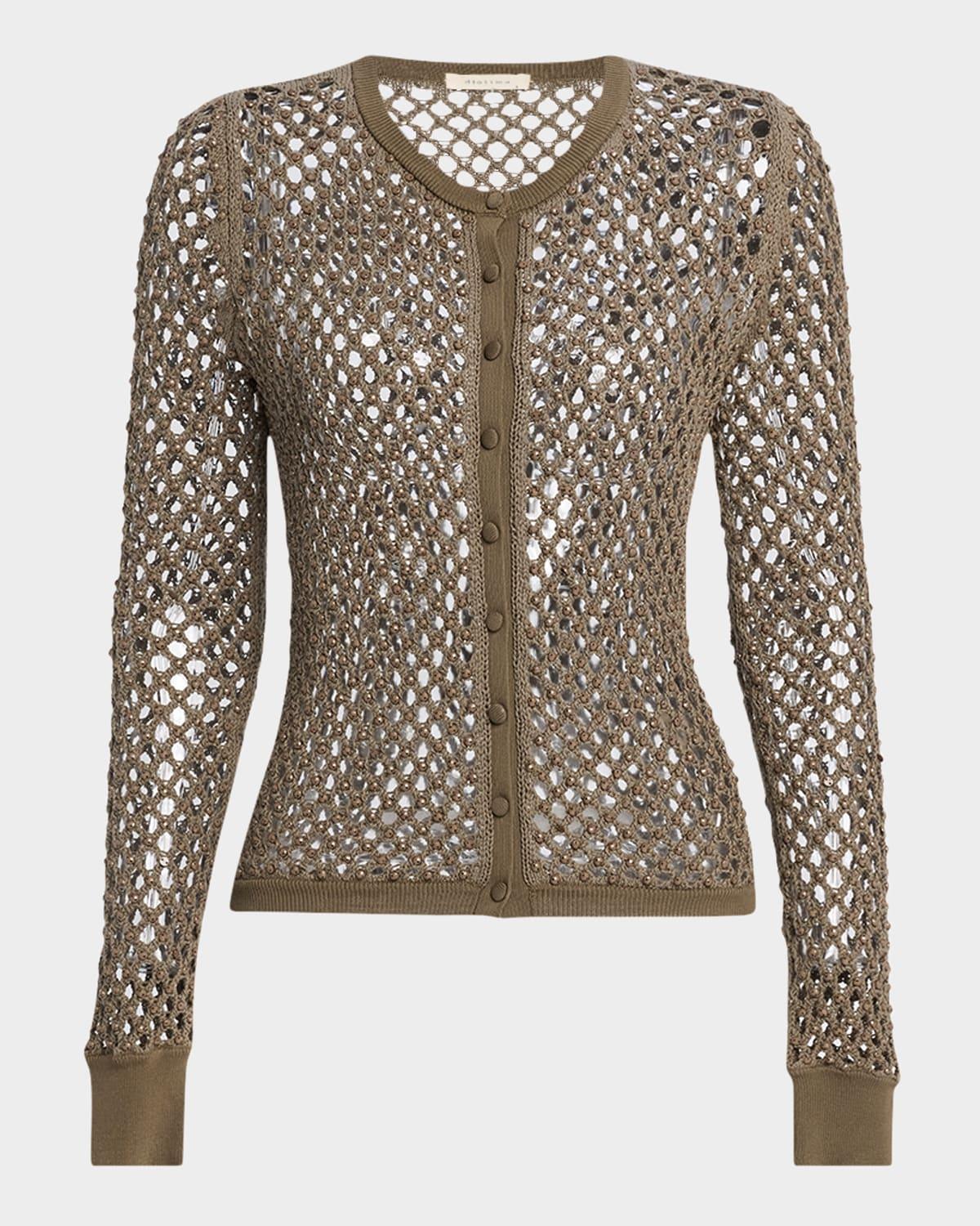 zora crystal crochet-knit cardigan