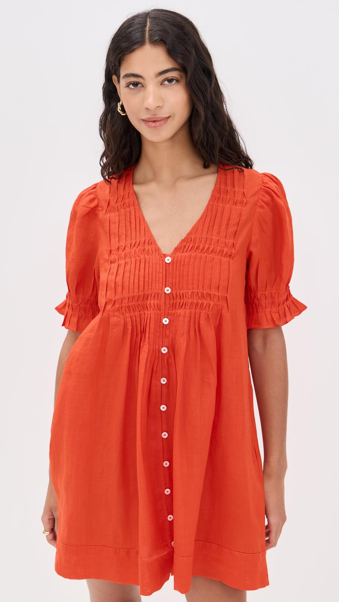 zora solid button down dress