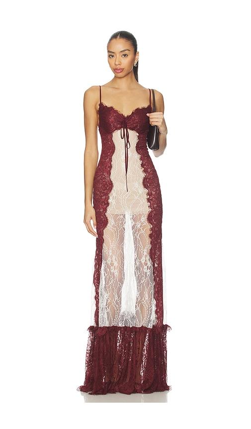 zuleyha kuru uma dress in cream,burgundy.