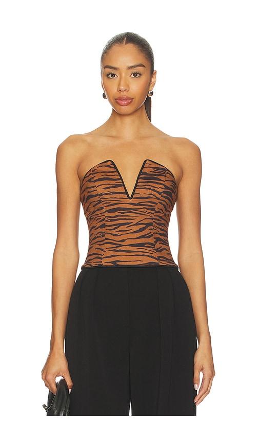 zuleyha kuru vella corset top in brown.